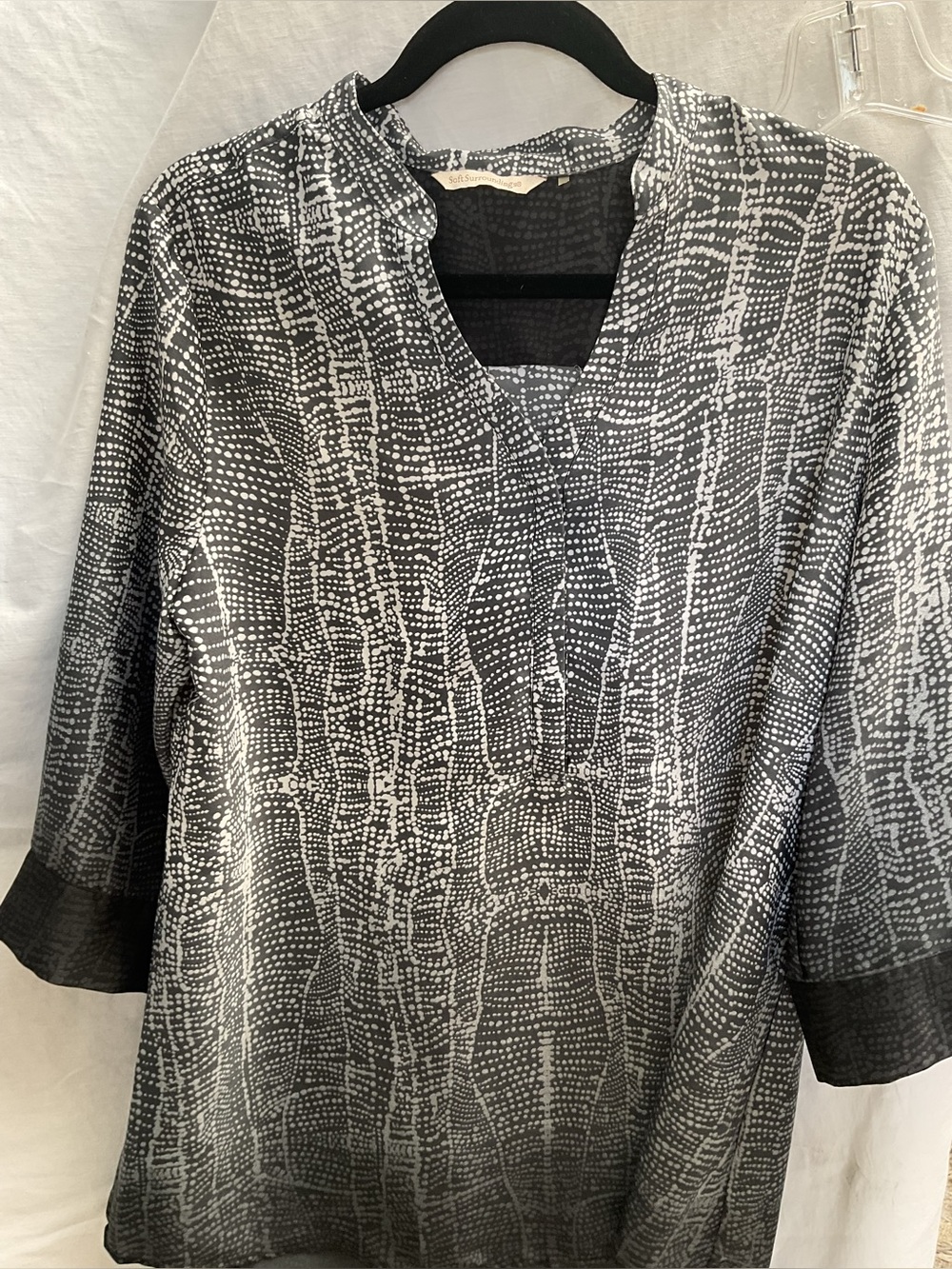 Soft Surroundings Black & White Patterned V-Neck Tunic